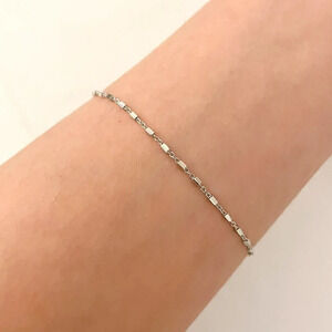 925 Sterling Silver Dainty Minimalist Bracelet Thin Link Stacking Bracelet